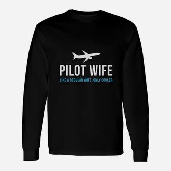 Pilot Wife Cute Airplane Aviation Long Sleeve T-Shirt - Seseable
