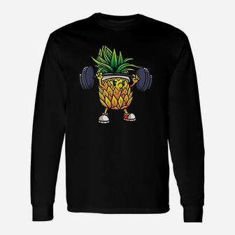 Pineapple Powerlifting Weightlifting Long Sleeve T-Shirt - Seseable