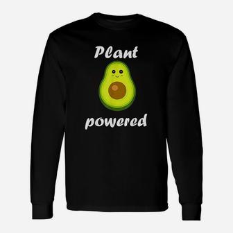 Plant Powered Avocado Vegan Vegetarian Long Sleeve T-Shirt - Seseable