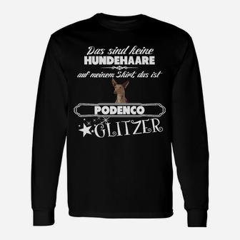 Podenco Glitzer Langarmshirts, Lustiges Hundespruch Tee - Seseable