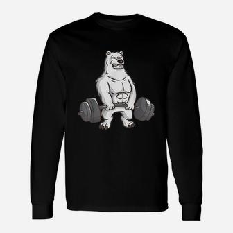 Polar Bear Powerlifting Weightlifting Gym And Animal Lovers Long Sleeve T-Shirt - Seseable