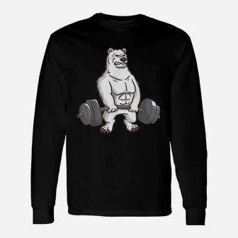 Polar Bear Powerlifting Weightlifting Gym And Animal Lovers Long Sleeve T-Shirt - Seseable