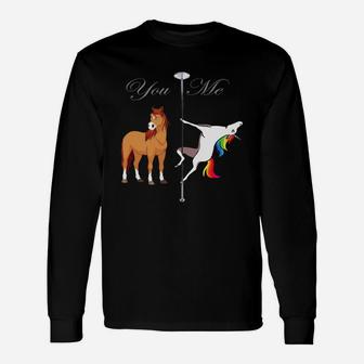 Pole Dancing Unicorn Long Sleeve T-Shirt - Seseable