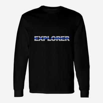 Police Explorer Thin Blue Line Law Enforcement Long Sleeve T-Shirt - Seseable