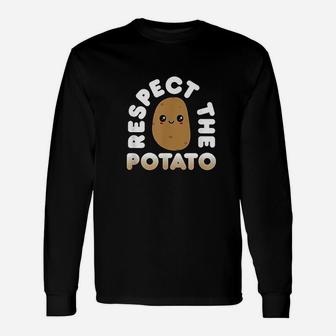 Potato Cute Kawaii Style Respect The Potato Long Sleeve T-Shirt - Seseable