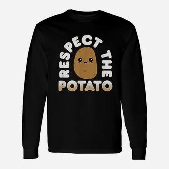 Potato Cute Kawaii Style Respect The Potato Long Sleeve T-Shirt - Seseable
