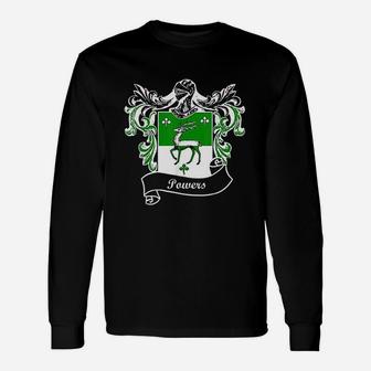 Powers Coat Of Arms Surname Last Name Crest Long Sleeve T-Shirt - Seseable