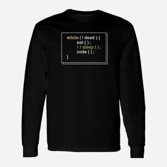 Programmer Dad Sleep Eat Code Fathers Day Long Sleeve T-Shirt - Seseable
