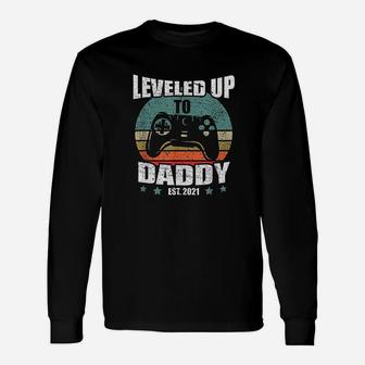 Promoted To Dad Leveled Up To Daddy Est 2021 Long Sleeve T-Shirt - Seseable