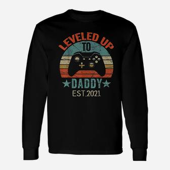 Promoted To Daddy Est Vintage Men Leveled Up To Dad Long Sleeve T-Shirt - Seseable