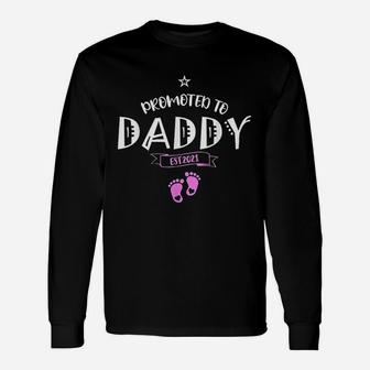 Promoted To Daddy For New Dad Of Baby Girl Men Long Sleeve T-Shirt - Seseable
