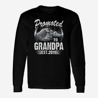 Promoted To Grandpa Est 2019 First Time New Father Day Long Sleeve T-Shirt - Seseable