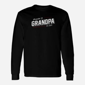 Promoted To Grandpa Est 2019 First Time New Papa Shirt Long Sleeve T-Shirt - Seseable