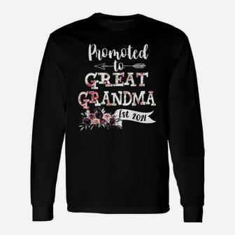 Promoted To Great Grandma Est 2021 New Grandma To Be Long Sleeve T-Shirt - Seseable