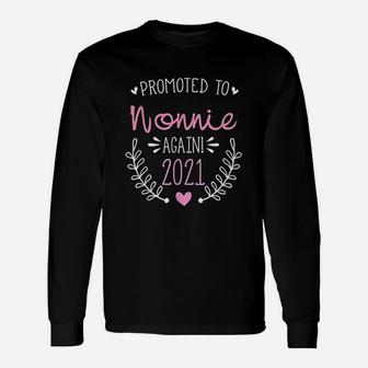 Promoted To Nonnie Again 2021 New Grandma Hippie Flower Long Sleeve T-Shirt - Seseable