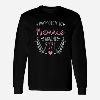 Promoted To Nonnie Again 2021 New Grandma Hippie Flower Long Sleeve T-Shirt - Seseable