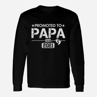 Promoted To Papa 2021 First Time Fathers New Daddy Dad Long Sleeve T-Shirt - Seseable