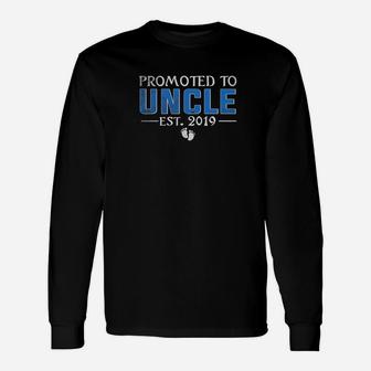 Promoted To Uncle Est 2019 Fathers Day Long Sleeve T-Shirt - Seseable