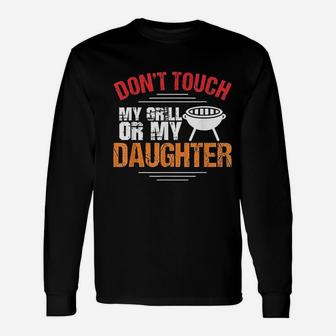 Protective Daddy Daughter Dad Barbecue Grilling Long Sleeve T-Shirt - Seseable