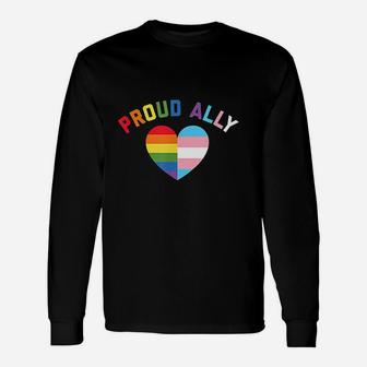 Proud Ally Lgbt Rainbow Heart Gay Pride Month Long Sleeve T-Shirt - Seseable