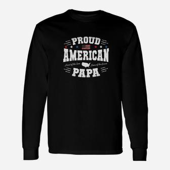 Proud American Papa Flag Usa 4th Of July Patriotic Dad Papaw Premium Long Sleeve T-Shirt - Seseable
