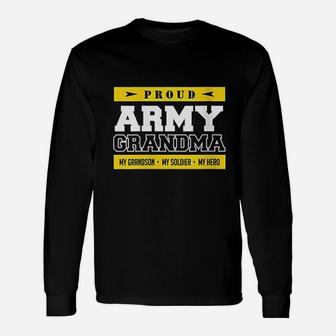 Proud Army Grandma My Grandson My Hero Long Sleeve T-Shirt - Seseable
