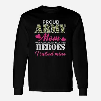 Proud Army Mom Hero Army Veteran Day Long Sleeve T-Shirt - Seseable