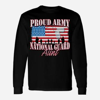 Proud Army National Guard Aunt Dog Tag Flag Women Long Sleeve T-Shirt - Seseable