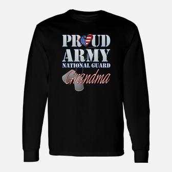 Proud Army National Guard Grandma Usa Heart Flag Long Sleeve T-Shirt - Seseable