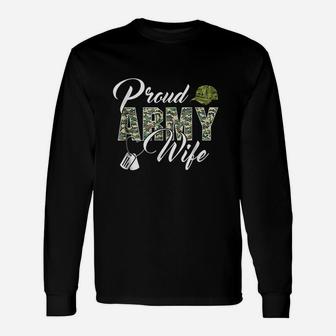 Proud Army Wife Awesome Army Soldiers Wife Long Sleeve T-Shirt - Seseable