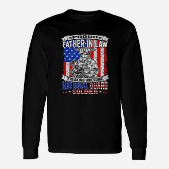 Proud Father Of National Guard Soldier Army Dad Long Sleeve T-Shirt - Seseable