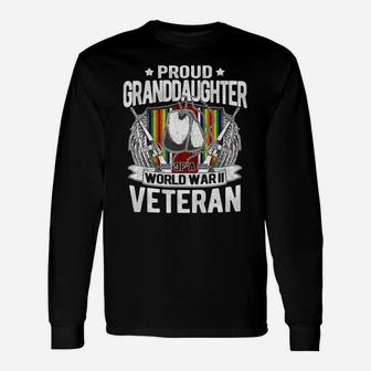 Proud Granddaughter Of A World War 2 Veteran Military T-shirt Long Sleeve T-Shirt - Seseable