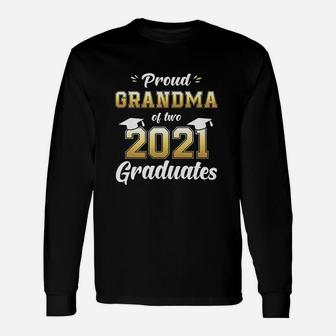 Proud Grandma Of Two 2021 Graduates Senior 21 Twins Long Sleeve T-Shirt - Seseable