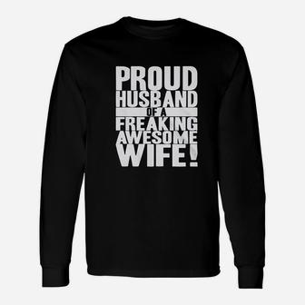 Proud Husband Of Awesome Wife Valentines Day Long Sleeve T-Shirt - Seseable