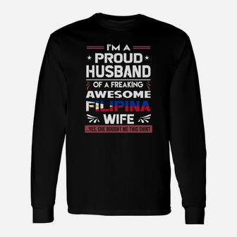 Proud Husband Filipina Wife Long Sleeve T-Shirt - Seseable