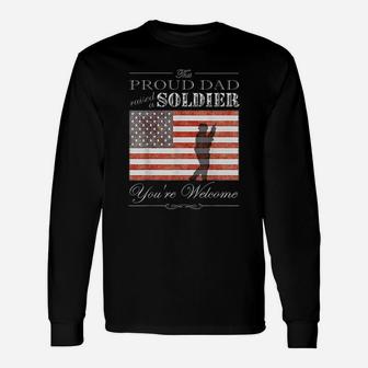 Proud Military Dad American Flag Long Sleeve T-Shirt - Seseable
