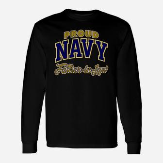 Proud Navy Fatherinlaw Shirt For Men Long Sleeve T-Shirt - Seseable