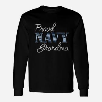 Proud Navy Grandma Long Sleeve T-Shirt - Seseable