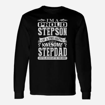Proud Stepson Awesome Stepdad Long Sleeve T-Shirt - Seseable