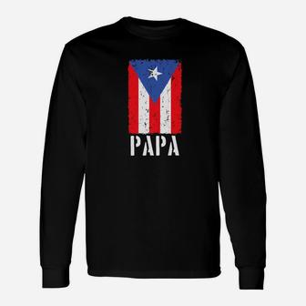 Puerto Rican Papa Puerto Rico Flag Long Sleeve T-Shirt - Seseable