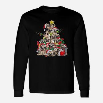 Pug Christmas Tree Dog Santas Long Sleeve T-Shirt - Seseable