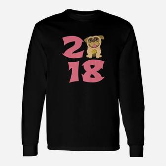 Pug Dog 2018 New Year Gif Cute Pugs s For Girls Long Sleeve T-Shirt - Seseable