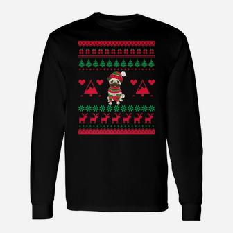 Pug Dog Ugly Christmas Dog Lover Tee Long Sleeve T-Shirt - Seseable