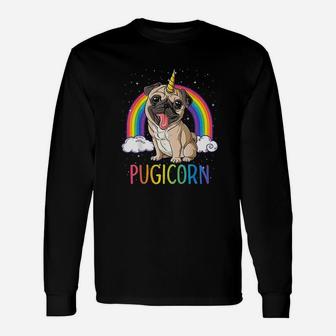 Pugicorn Pug Unicorn Long Sleeve T-Shirt - Seseable