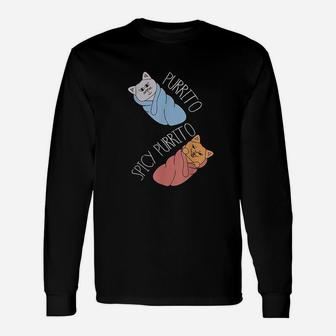 Purrito Burrito Cat Food Cats Lover Long Sleeve T-Shirt - Seseable