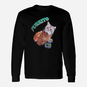 Purrito Cat In A Burrito Mexican Food Long Sleeve T-Shirt - Seseable