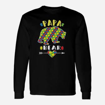 Puzzle Papa Bear Colorful Besst Husband Long Sleeve T-Shirt - Seseable