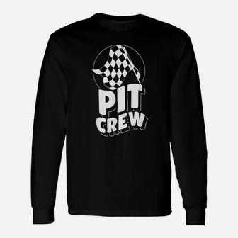 Racing Pit Crew Race Car Racing Crew Racing Flags Long Sleeve T-Shirt - Seseable