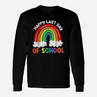 Rainbow Happy Last Day Of School Teacher Boys Girls Long Sleeve T-Shirt - Seseable