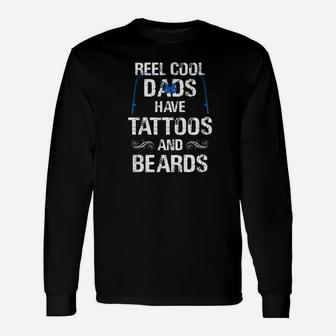 Real Cool Dads Have Tattoos And Beards Fathers Day Fishing Premium Long Sleeve T-Shirt - Seseable